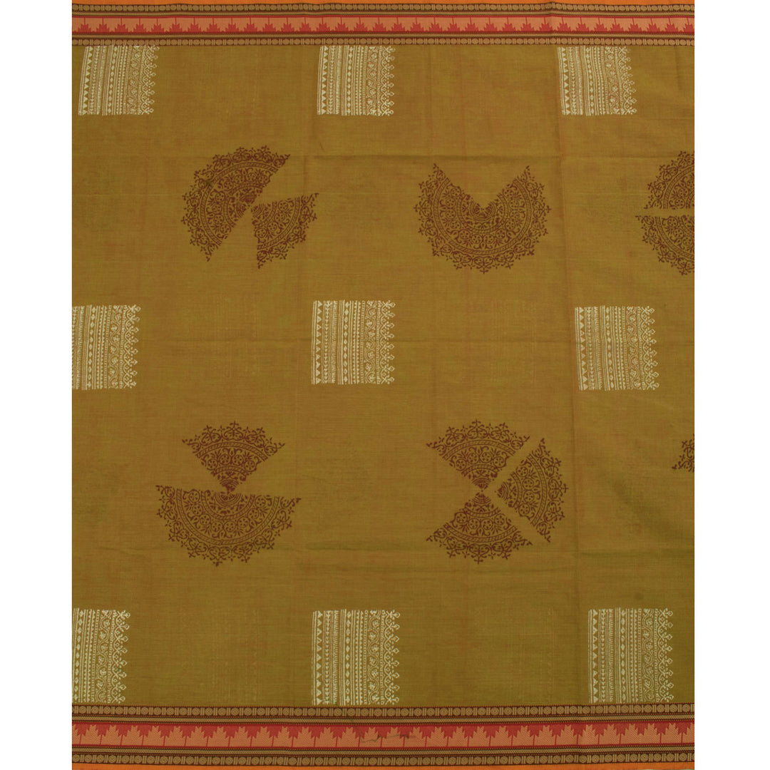 Hand Block Printed Chettinad Cotton Saree 10056530