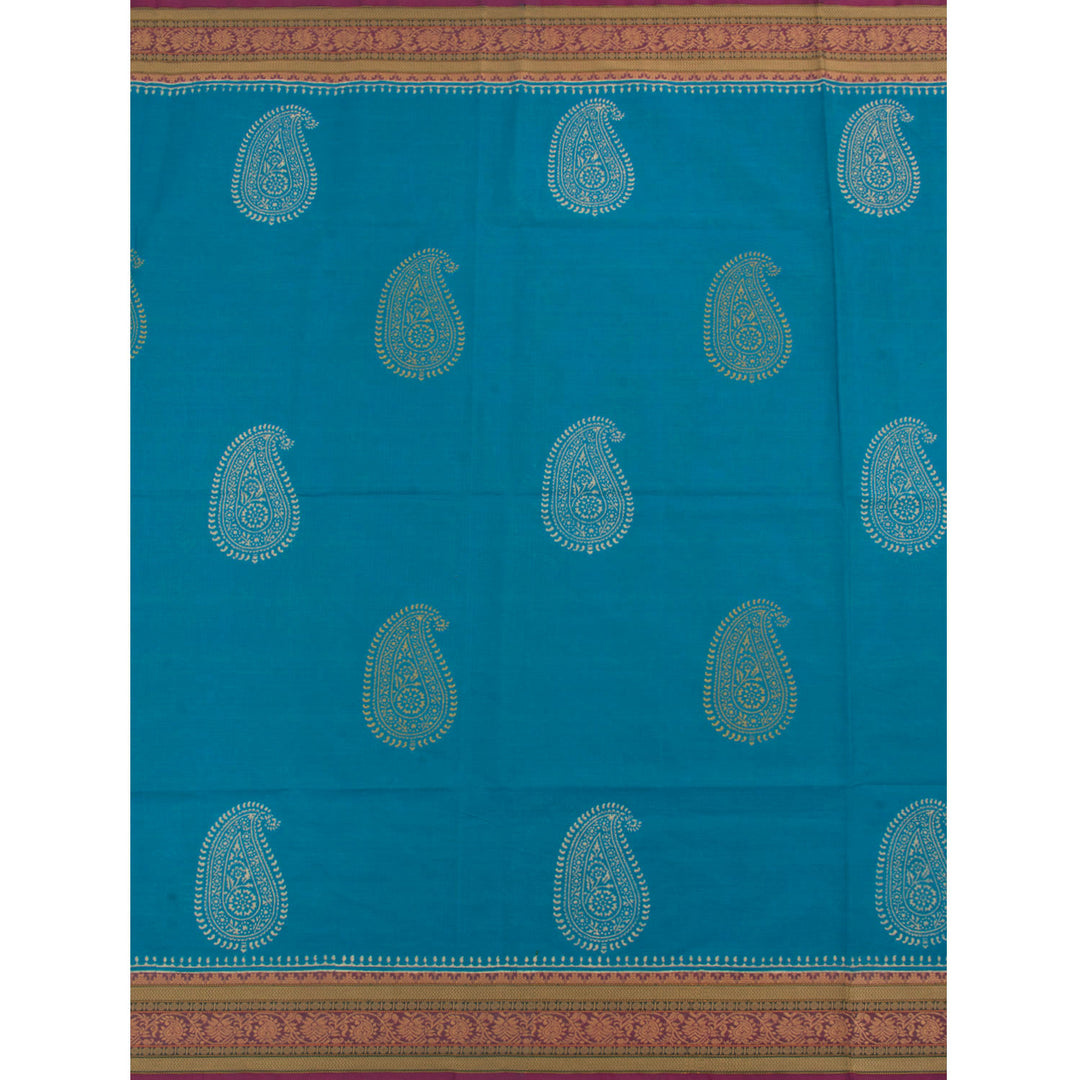 Hand Block Printed Chettinad Cotton Saree 10056531