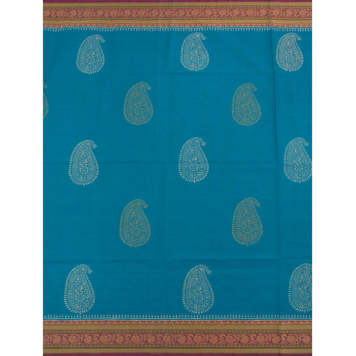 Hand Block Printed Chettinad Cotton Saree 10056531