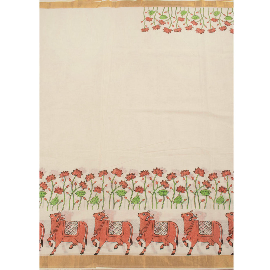 Pichwai Printed Kerala Cotton Saree 10056544