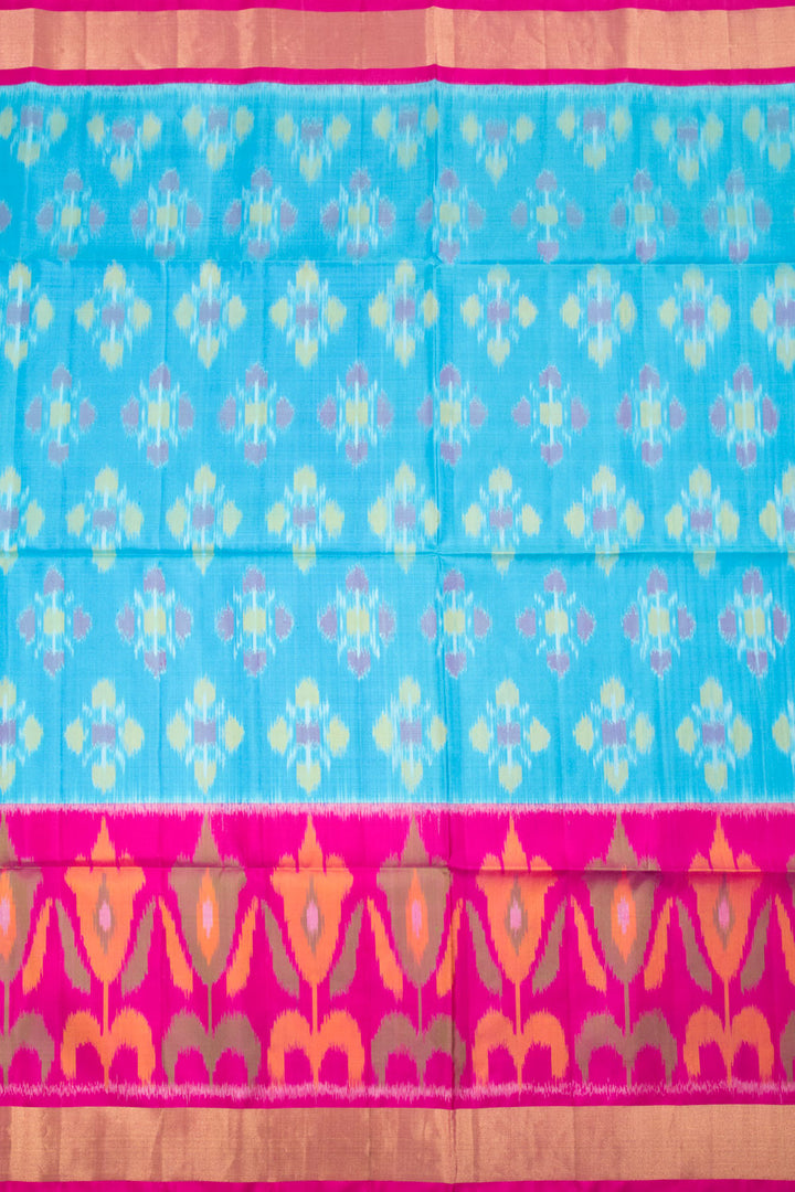 Sky Blue Handloom Pochampally Ikat Silk Saree 10059750