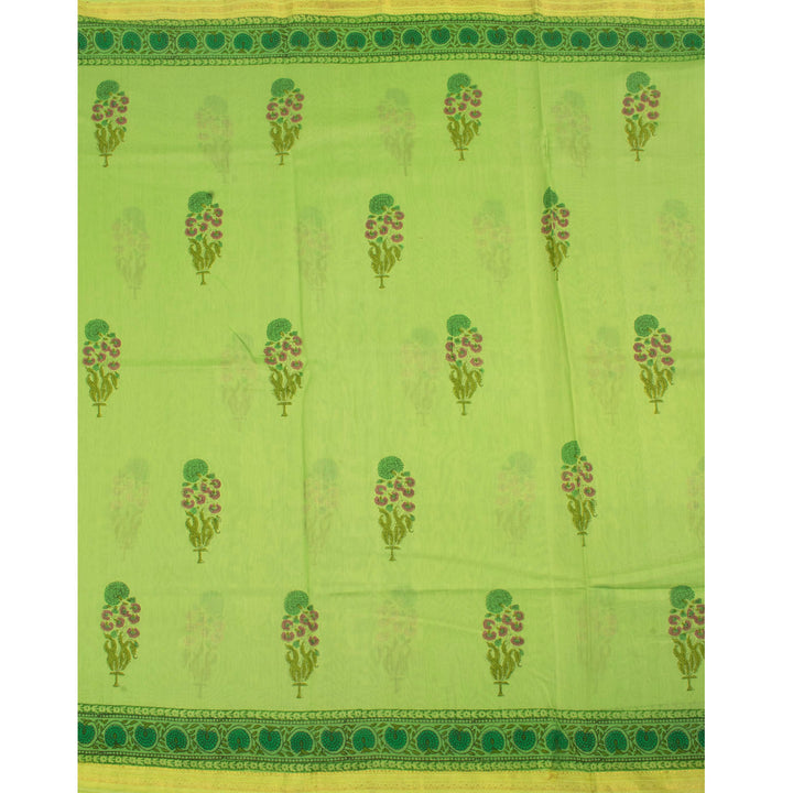 Hand Block Printed Maheshwari Silk Cotton Saree 10056920