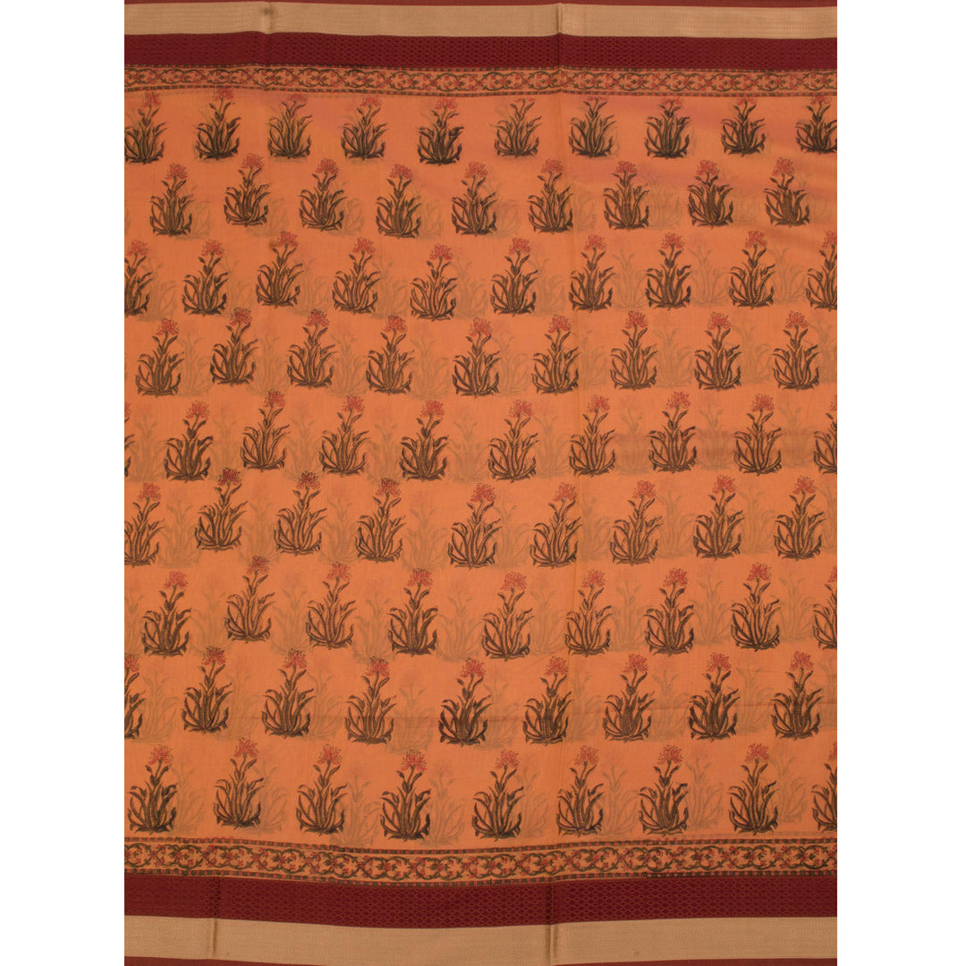 Hand Block Printed Maheshwari Silk Cotton Saree 10056924