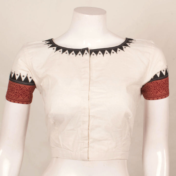 Hand Embroidered Mirror Work Cotton Blouse 10057848