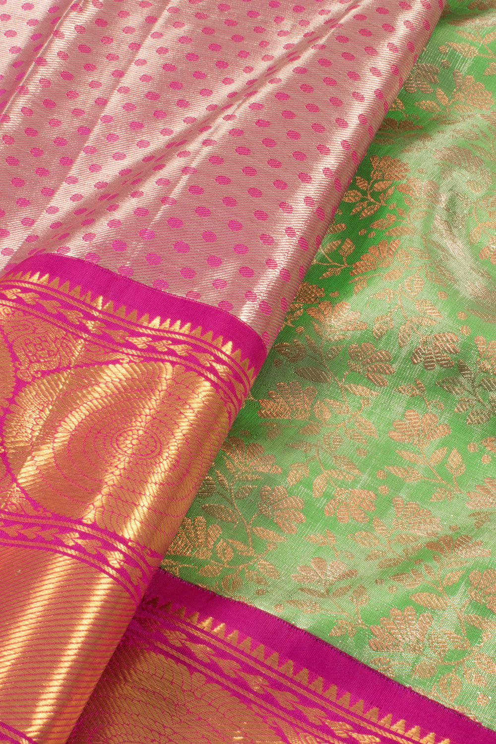 Universal Size Pure Zari Korvai Kanjivaram Tissue Silk Pattu Pavadai Material 10058090