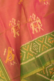 Peach Patola Ikat Mulberry Silk Dupatta 10059182