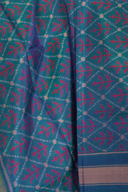 Peacock Blue Patola Ikat Mulberry Silk Dupatta 10059180