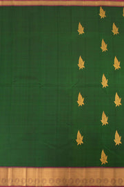 Dark Green Pure Zari Kanjivaram Silk Saree 10059200