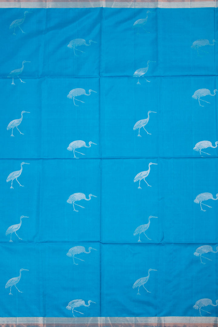 Dodger Blue Kanjivaram Soft Silk Saree 10059876