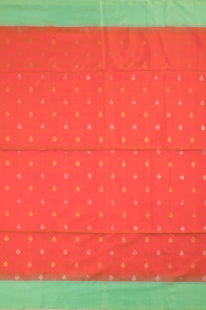 Coral Pink Kanjivaram Soft Silk Saree 10059896