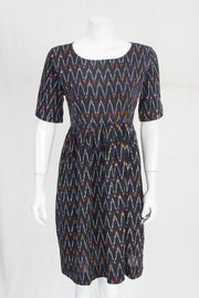 Black Handloom Ikat Cotton Dress 10060385
