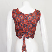 Red Ajrakh Printed Mashru Silk Blouse 10061030