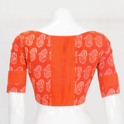 Orange Hand Block Printed Cotton Blouse 10061052