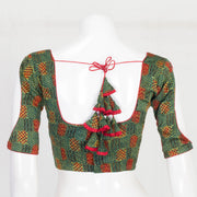 Green Ajrakh Printed Modal Silk Blouse 10061058