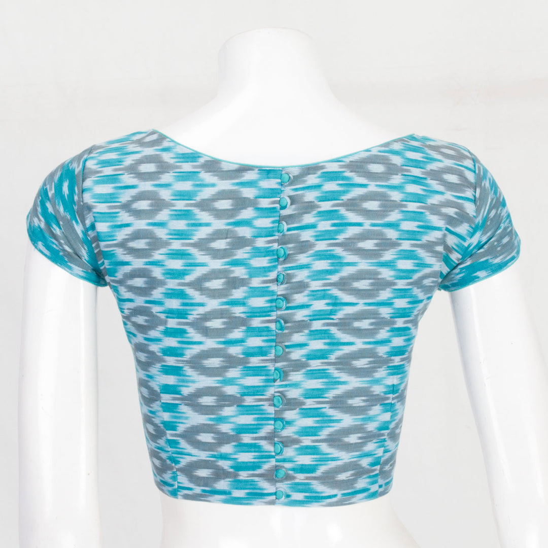 Blue Handcrafted Ikat Cotton Blouse 10061175
