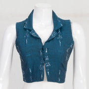 Blue Handcrafted Ikat Cotton Blouse 10061179