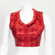 Red Ajrakh Printed Mashru Blouse 10061185