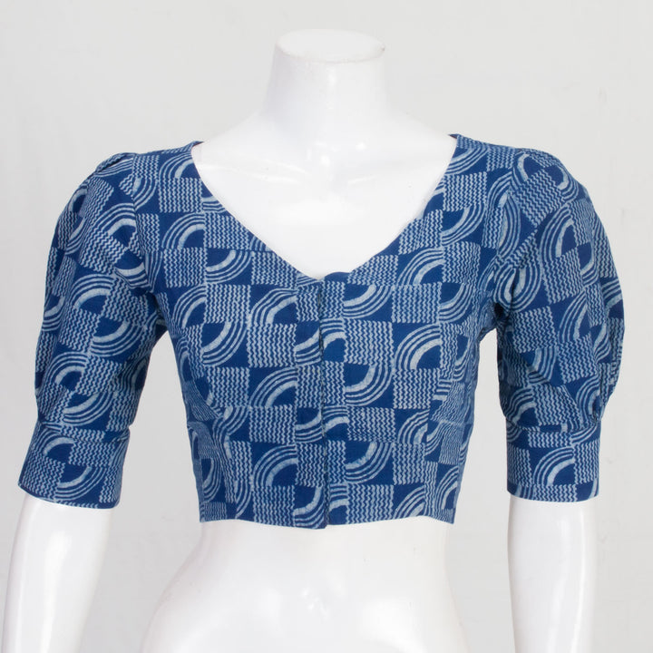 Blue Dabu Printed Handcrafted  Cotton Blouse 10061211