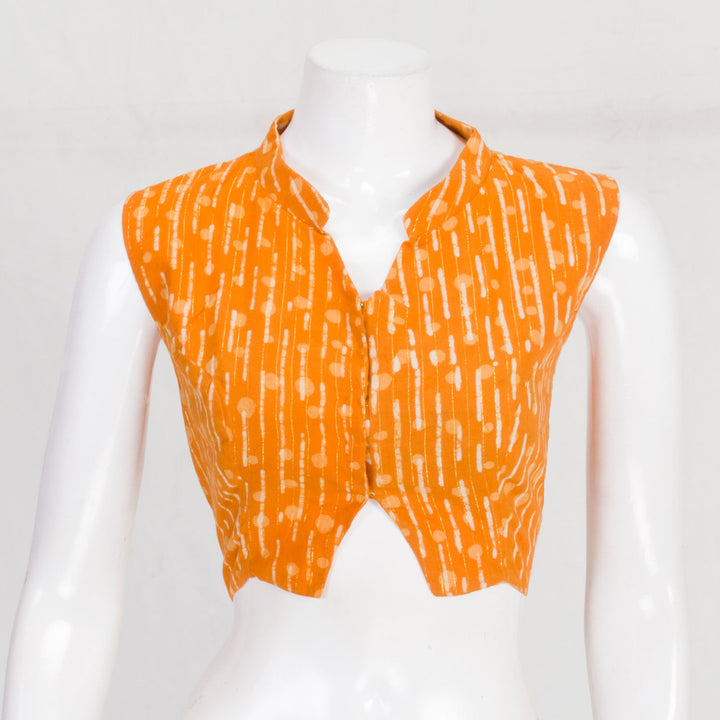 Orange Dabu Printed Cotton Blouse 10061212