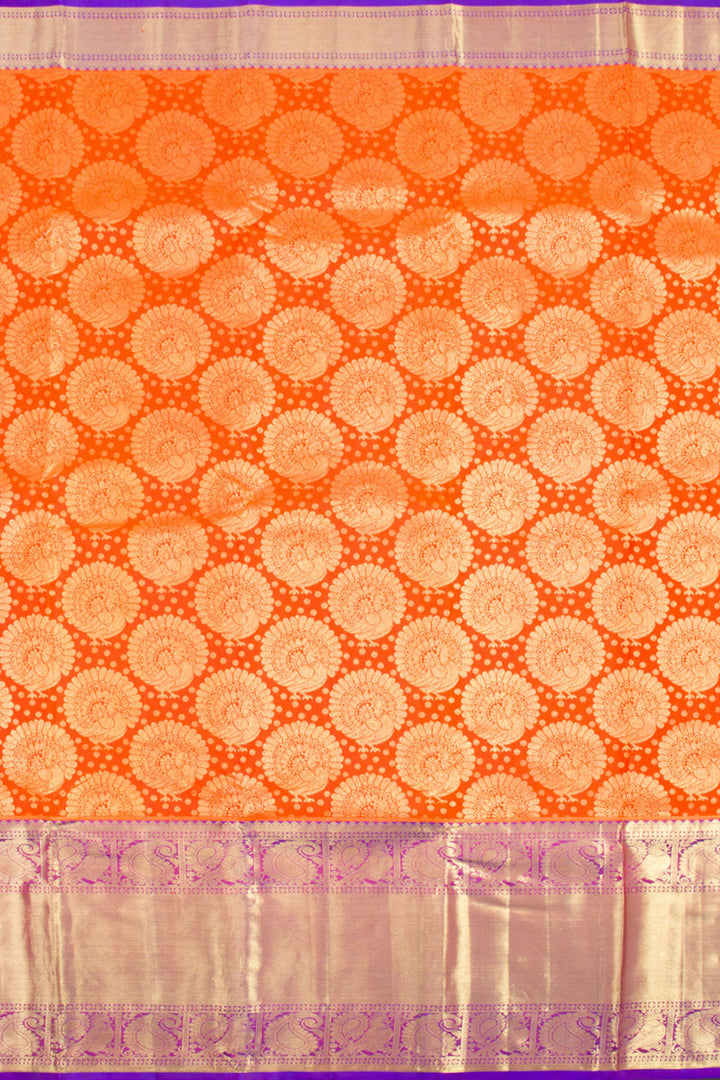 Orange Handloom Pure Silk Tissue Zari Dharmavaram Saree 10061213