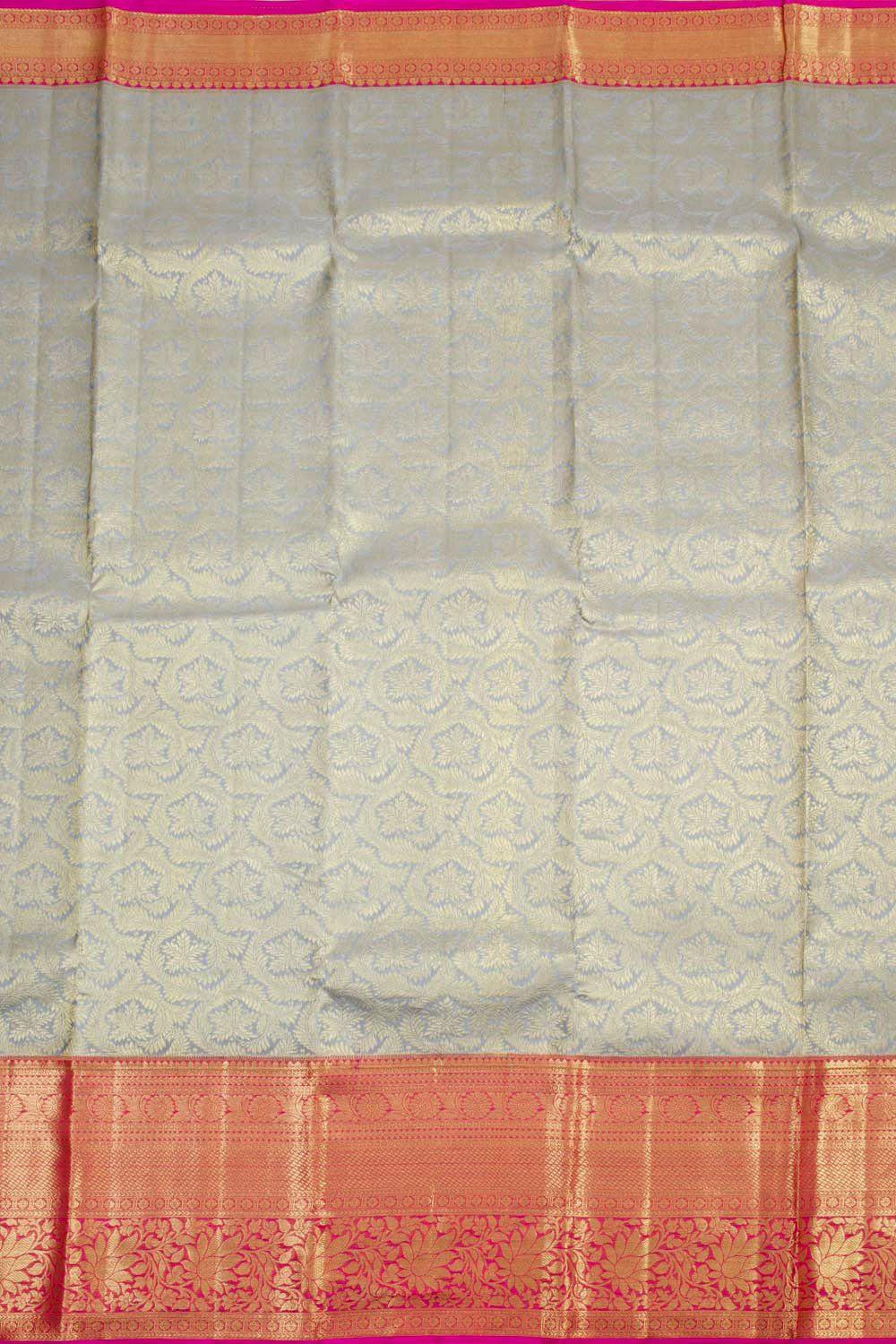 Silver Grey Handloom Pure Silk Tissue Zari Dharmavaram Saree 10061221