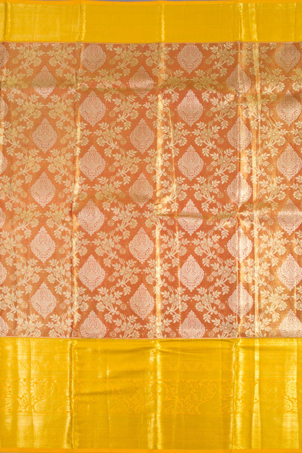 Bronze Orange Handloom Pure Silk Tissue Zari Dharmavaram Saree 10061222