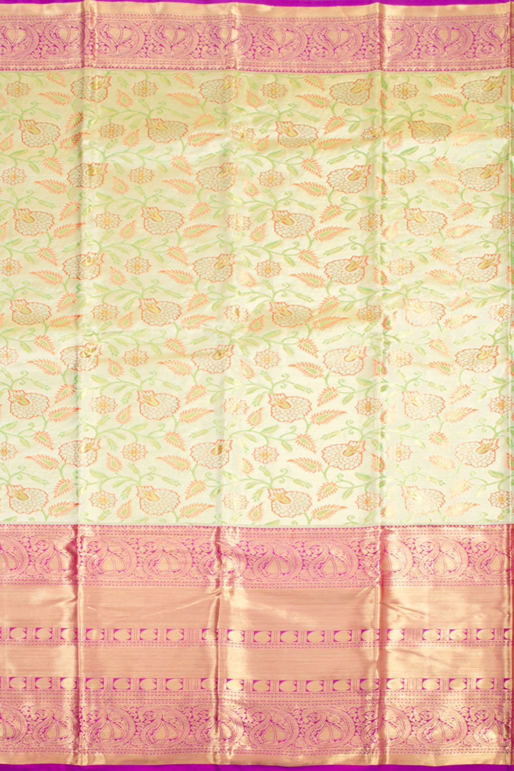 Green Handloom Pure Silk Tissue Zari Dharmavaram Saree 10061230