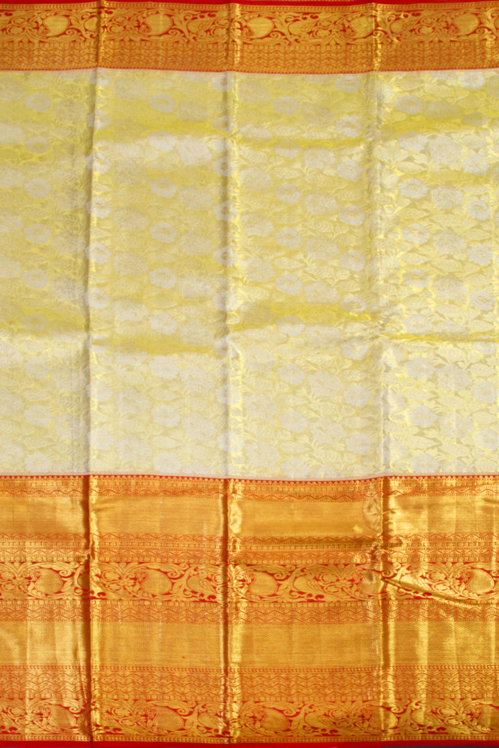 Cream Handloom Pure Silk Tissue Zari Dharmavaram Saree 10061232