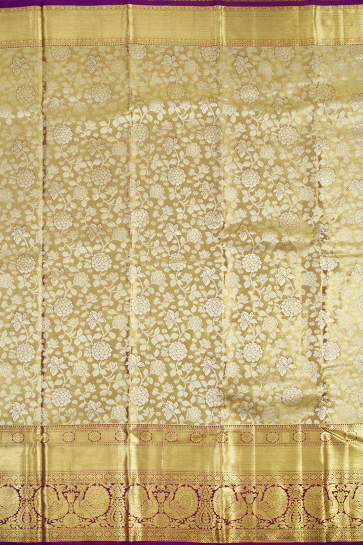 Golden Yellow Handloom Pure Silk Tissue Zari Dharmavaram Saree 10061251