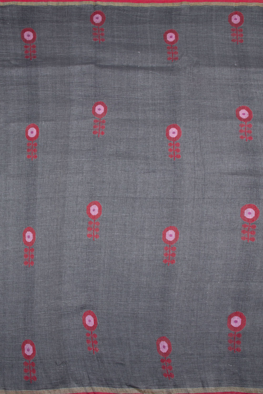 Grey Handloom Jamdani Linen  Saree 10061418