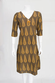 Brown Handcrafted Ajrakh Printed Cotton Kurta 10061600