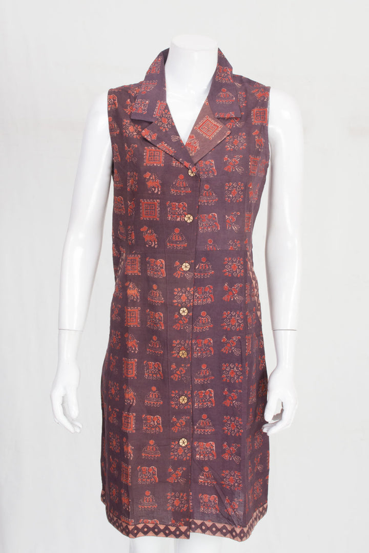 Brown Handcrafted Dabu Printed Cotton Kurta 10061658