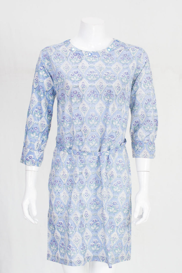 Blue Handcrafted Ajrakh Printed Cotton Dress 10061659