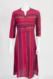 Red & Purple Hand Embroidered Cotton Kurta 10061688