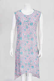 Handcrafted Sleeveless Printed A line Cotton Kurta 10061708