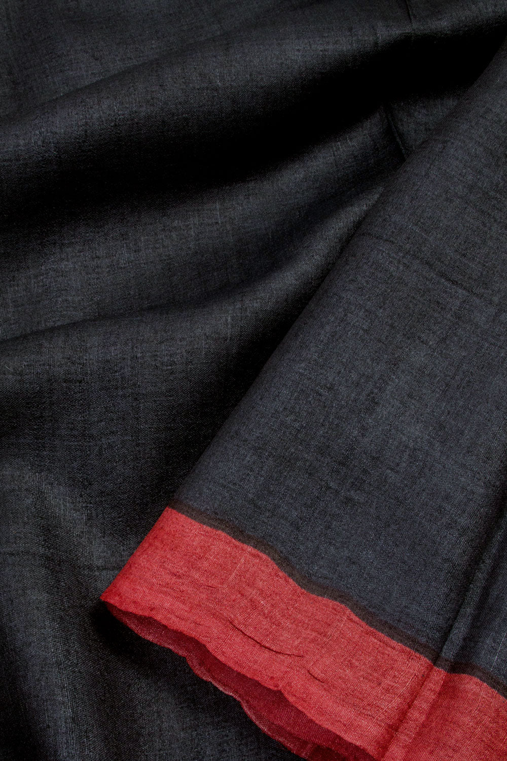 Black Hand Block Printed Tussar Silk 3-Piece Salwar Suit Material 10061835