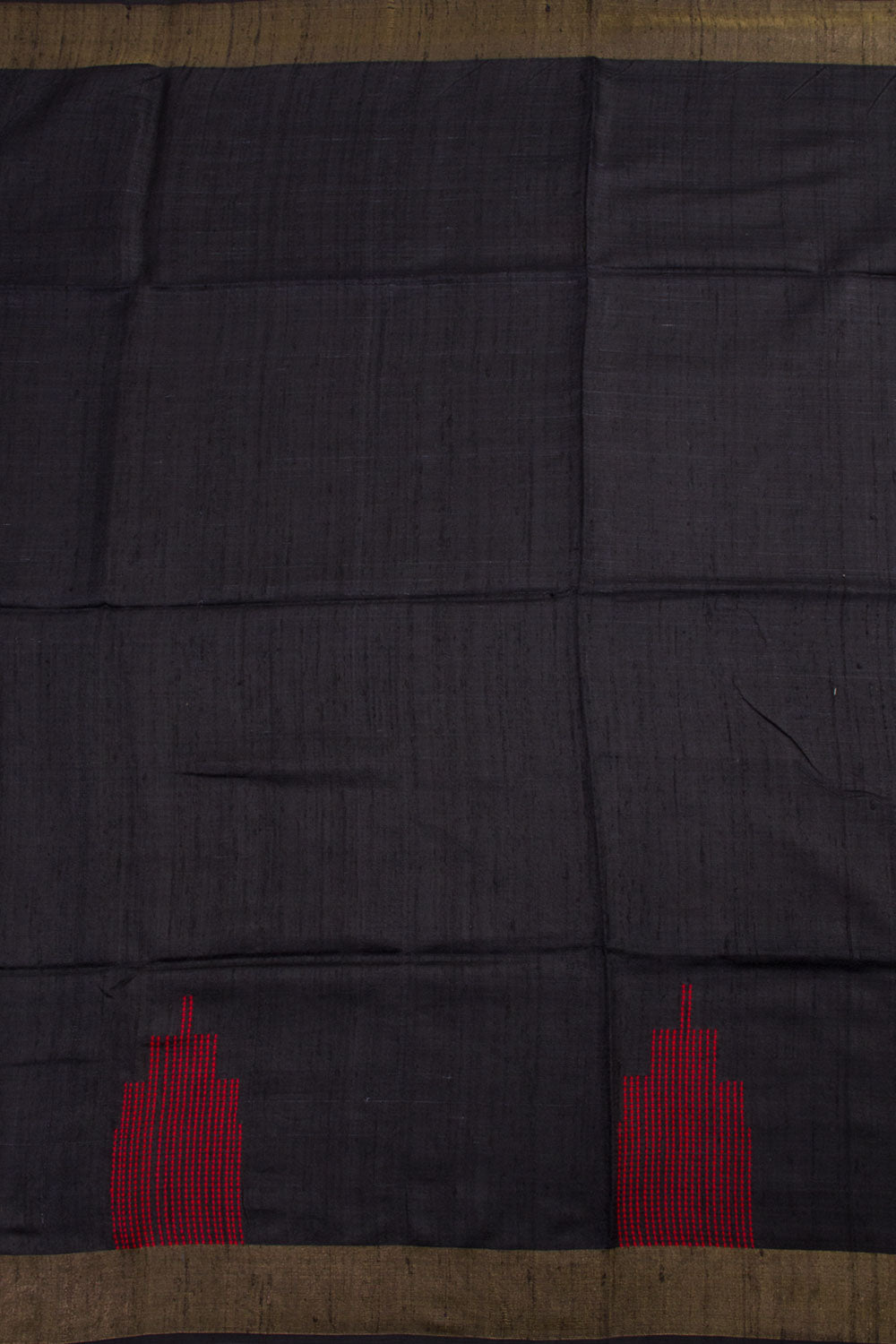 Black Handloom Jamdani Matka Silk Saree 10061860