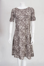 Grey Handcrafted Batik Printed Cotton A line Dress 10062161