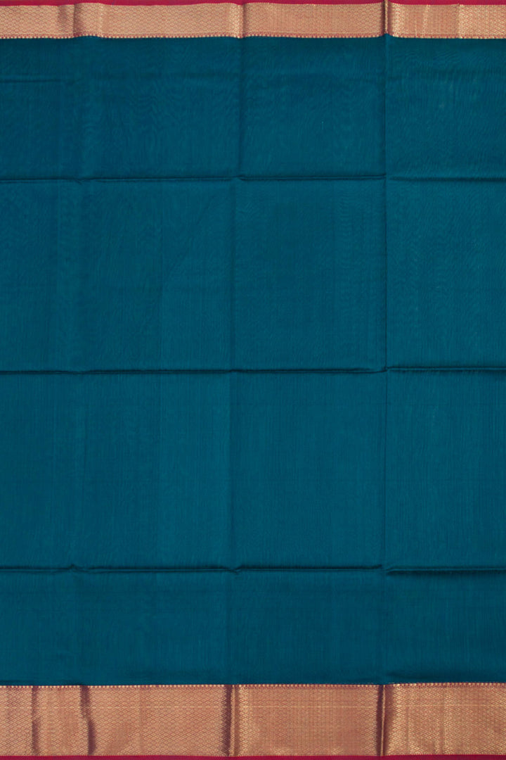 Peacock Blue Handloom Maheshwari Silk Cotton Saree 10062240