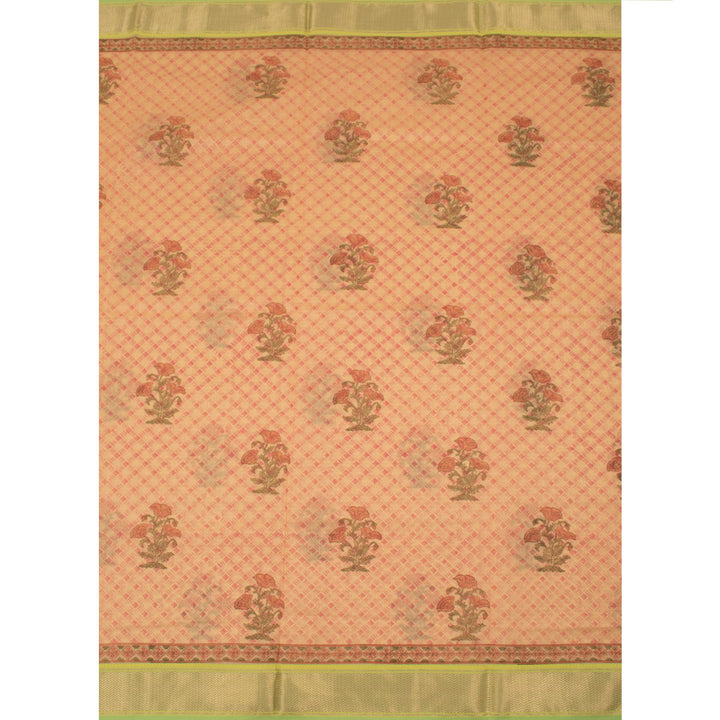Hand Block Printed Maheshwari Silk Cotton Saree 10054154