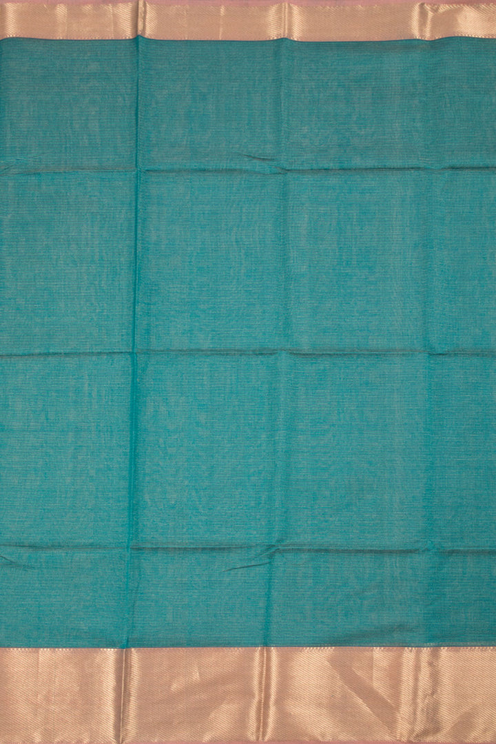 Teal Green Handloom Maheswari Silk Cotton Saree 10060262