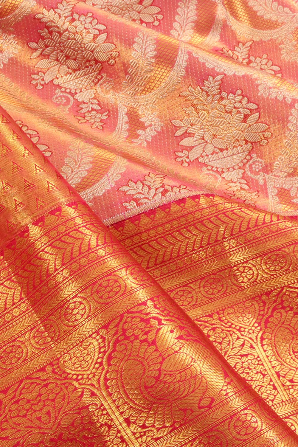 Light Pink Kanjivaram Tissue Pattu Pavadai Material 10059619