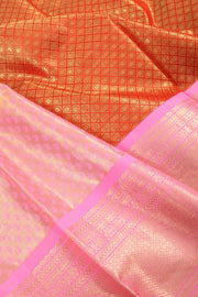 Tomato Red Korvai Kanjivaram Pattu Pavadai Material 10059624