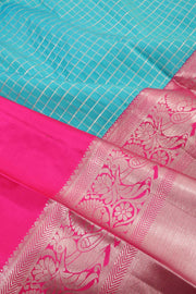 Aqua Blue Korvai Kanjivaram Pattu Pavadai Material 10059625