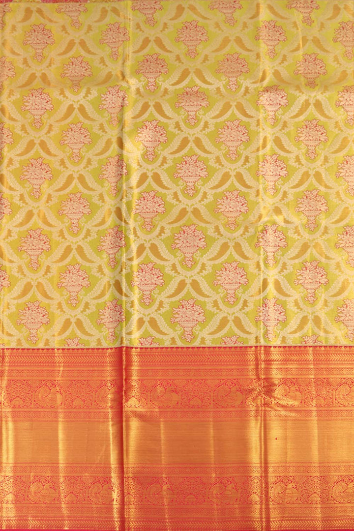 Lime Green Korvai Kanjivaram Pattu Pavadai Material 10059629