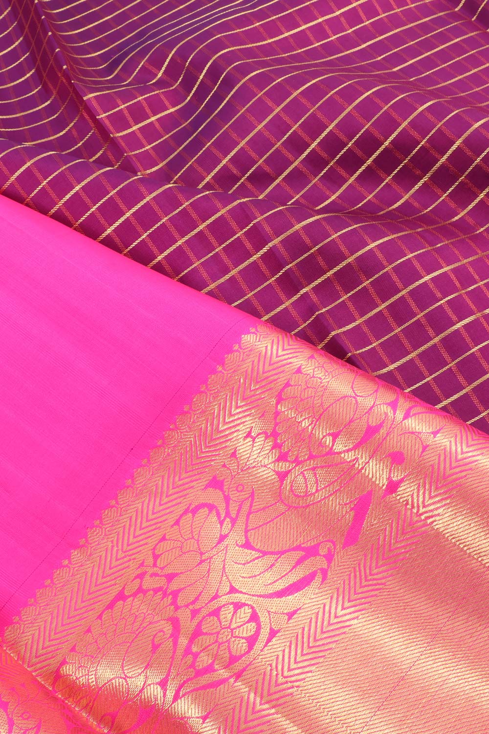 Purple Korvai Kanjivaram Pattu Pavadai Material 10059630