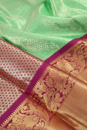 Parrot Green Korvai Kanjivaram Pattu Pavadai Material 10059638