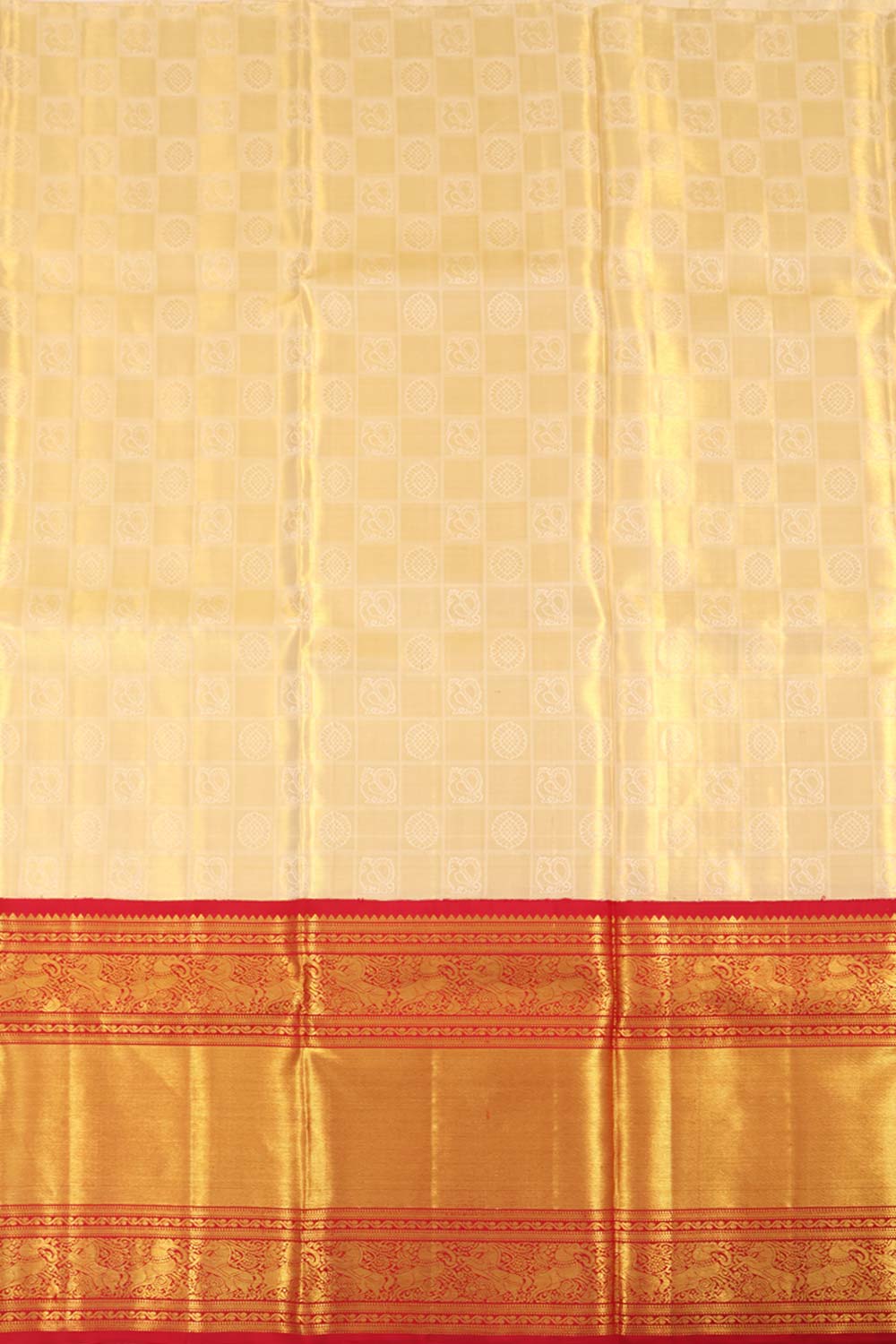 Cream Kanjivaram Tissue Pattu Pavadai Material 10059641