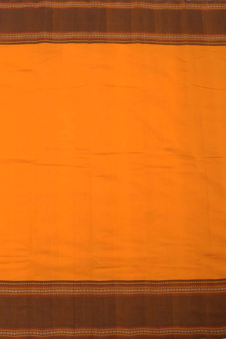 Dark Yellow Handwoven Kanchi Cotton Saree 10059649