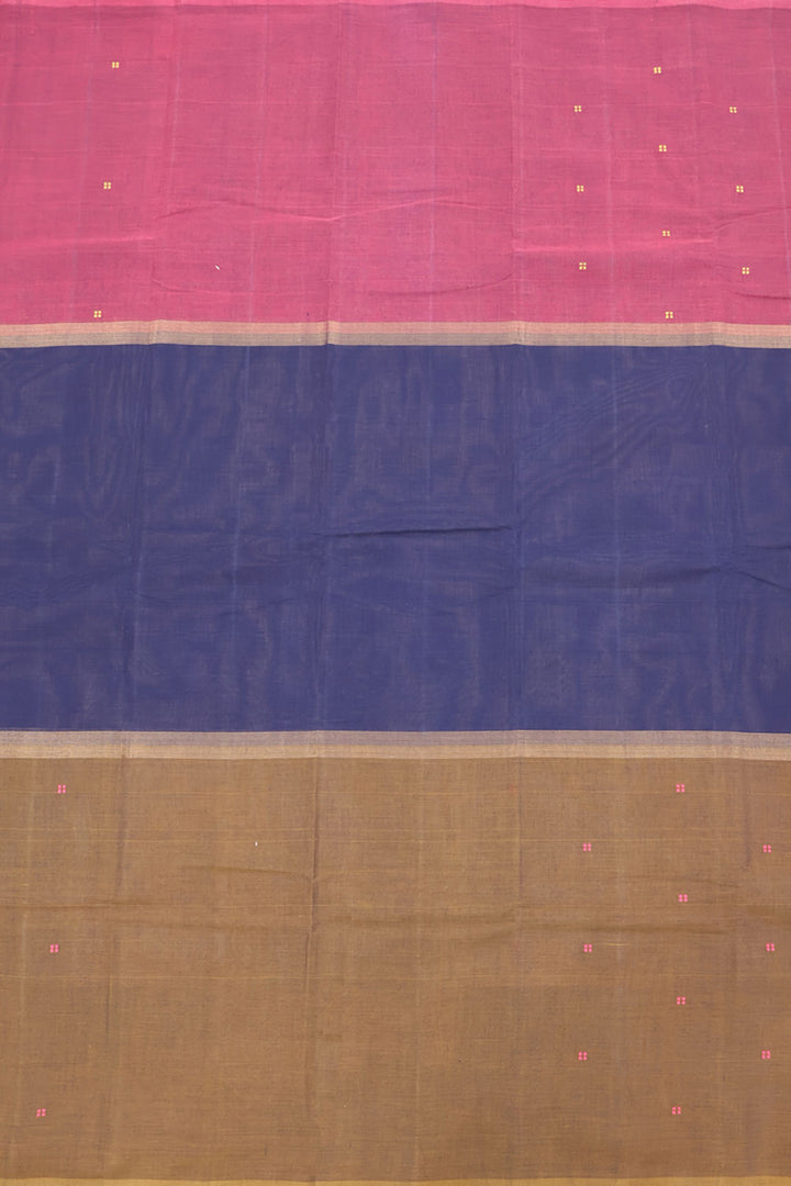 Tricolour Muppagam Handwoven Kanchi Cotton Saree 10059664